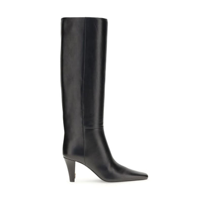 Saint Laurent Black Leather High Heel Boots