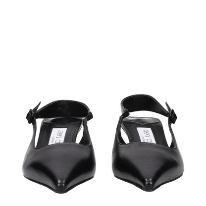 Jimmy Choo Black Leather Flat Sandals