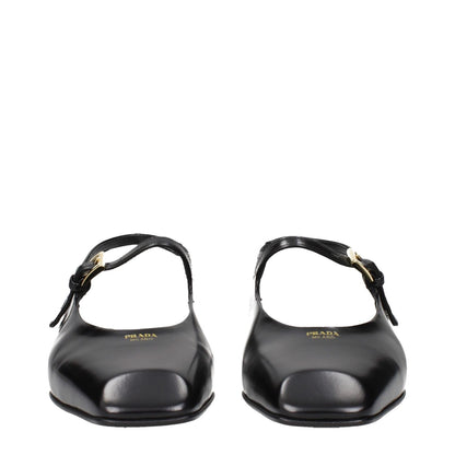 Prada Black Leather Flat Sandals