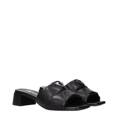 Prada Black Leather Flat Sandals