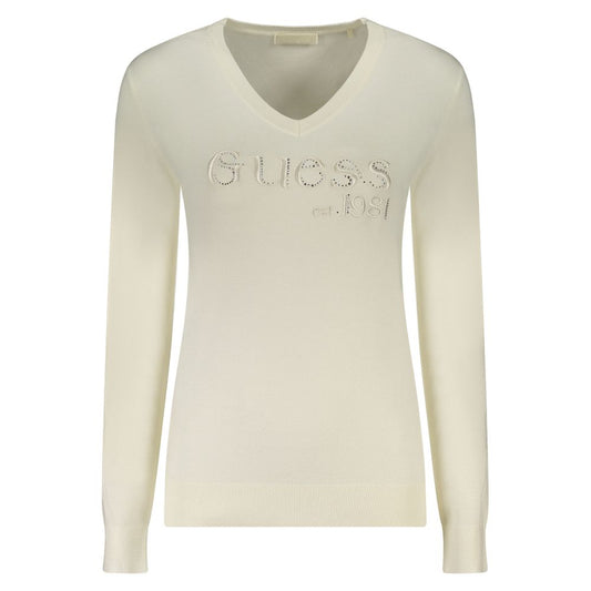 Guess Jeans Bianco Viscosa Women's Long-Sleeved T-Shirt