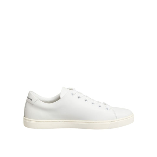 Dolce & Gabbana White Leather Sacred Heart Patch Sneakers Shoes