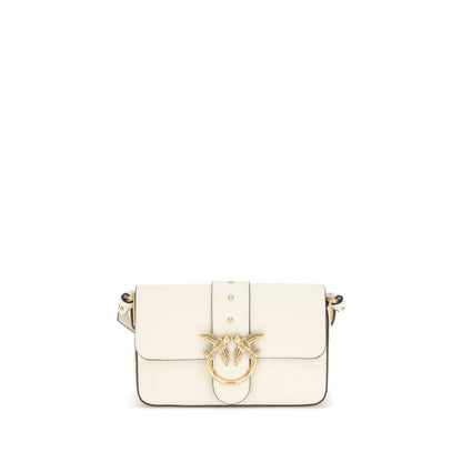 PINKO White Calf Leather Bos Taurus Shoulder Bag