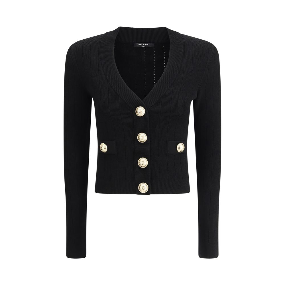 Balmain Black Viscose Cardigan Balmain