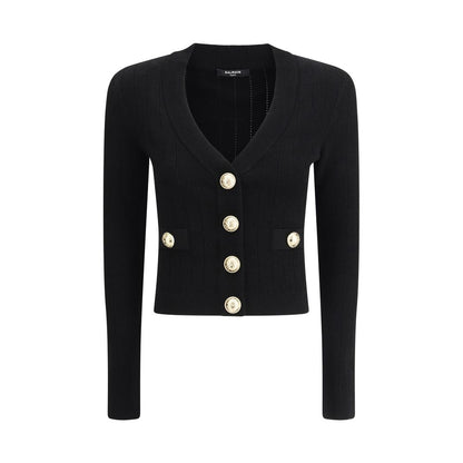 Balmain Black Viscose Cardigan Balmain