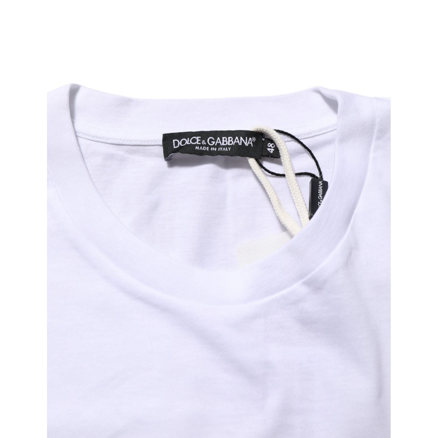 Dolce & Gabbana White Graphic Print Cotton Crew Neck T-shirt