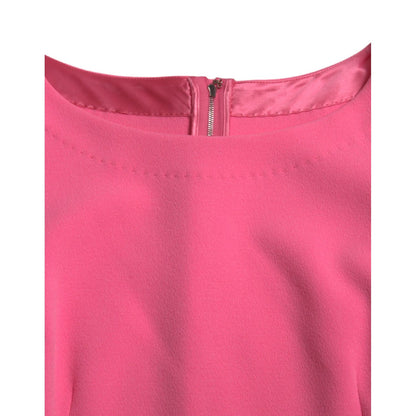 Dolce & Gabbana Pink Polyester Long Sleeves Sheath Midi Dress
