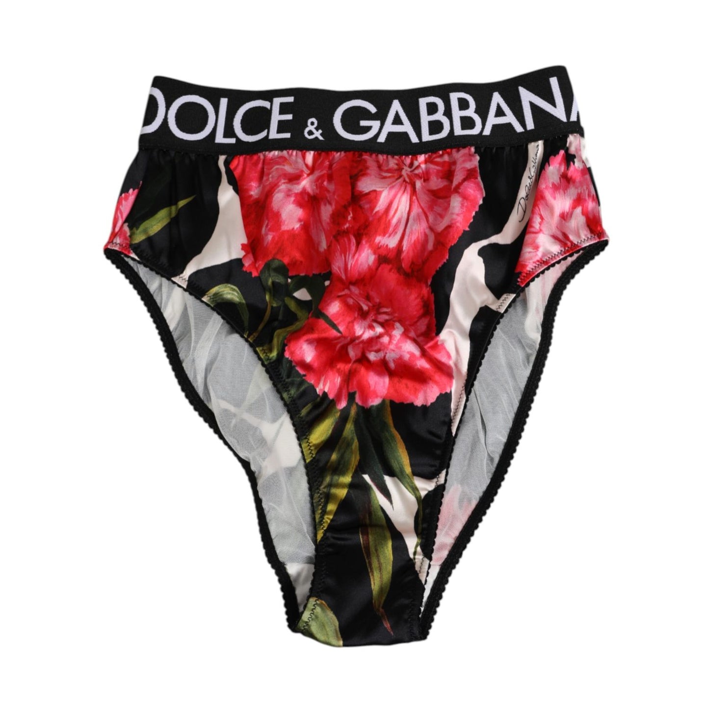 Dolce & Gabbana Black Floral Print High Waist Panty Underwear