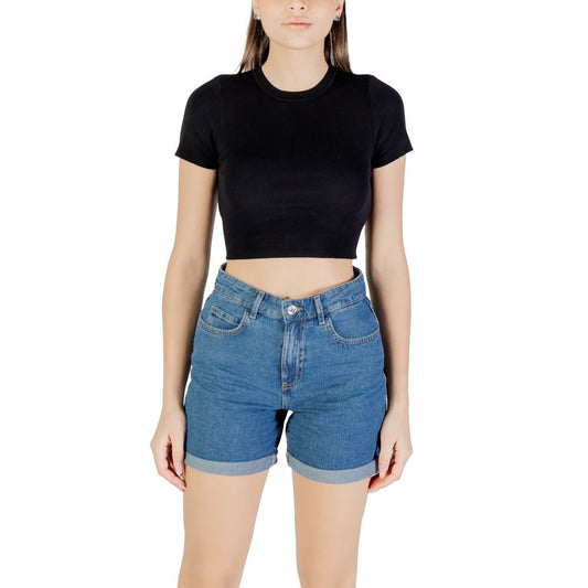 Jacqueline De Yong Black Viscose T-Shirt