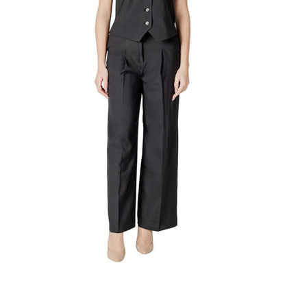 ICHI Black Polyester Dress Pants