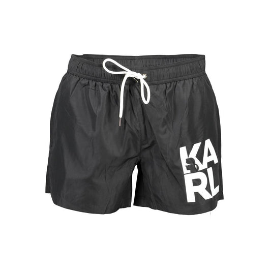 Karl Lagerfeld Black Polyester Men's Swim Trunk