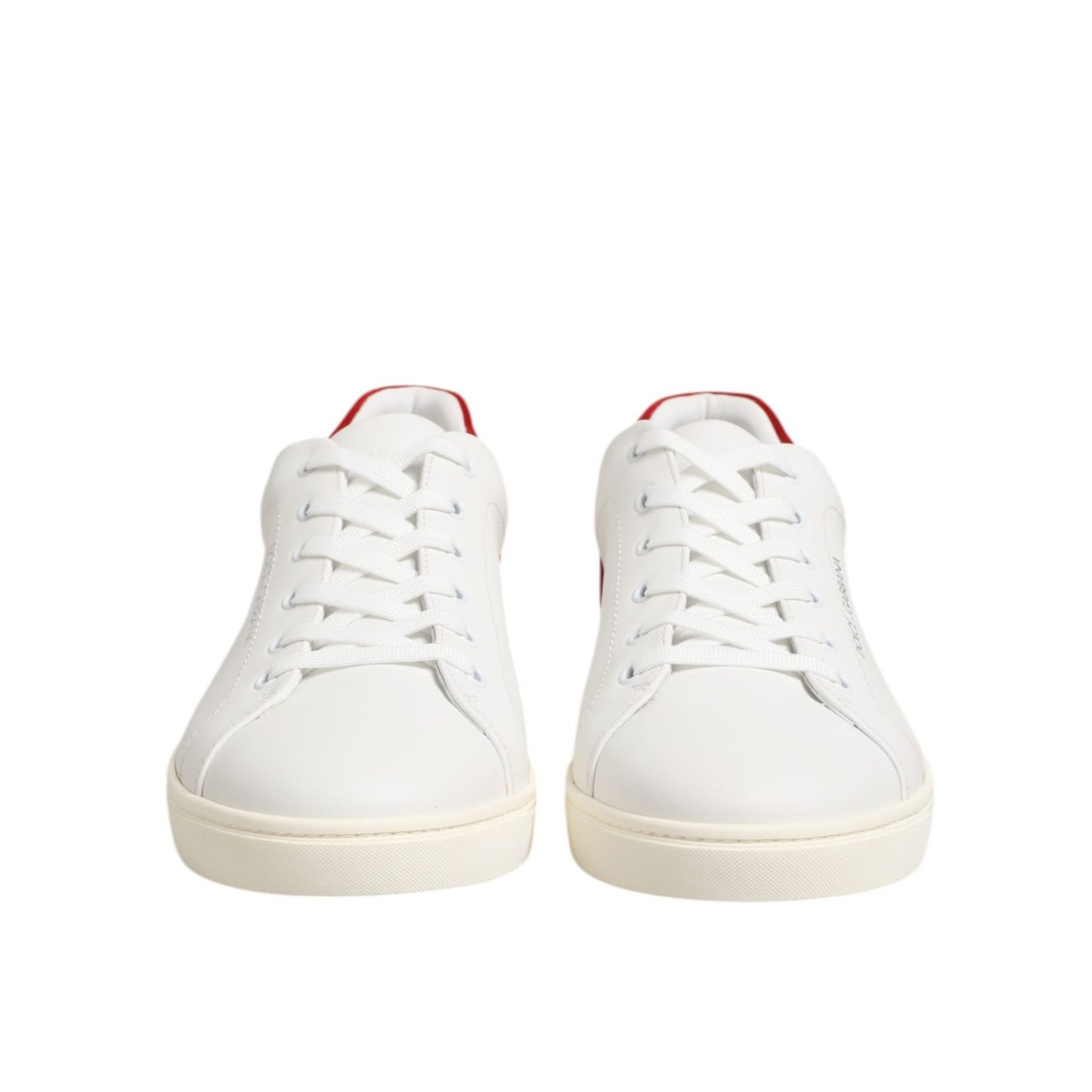 Dolce & Gabbana White Red Leather Low Top Men Sneakers Shoes