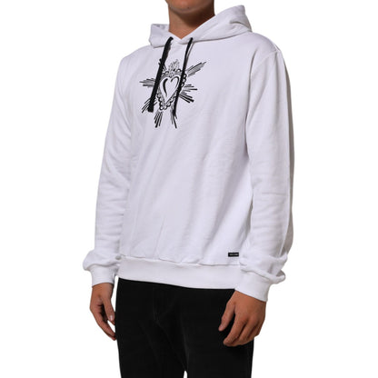 Dolce & Gabbana White Sacred Heart Hooded Sweatshirt Sweater Dolce & Gabbana