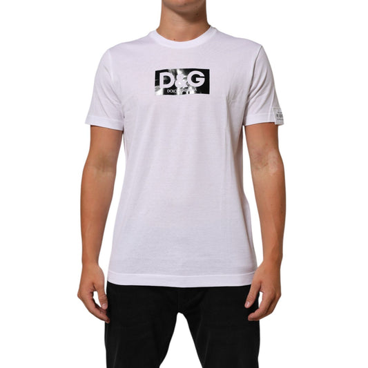 Dolce & Gabbana White Logo Print Cotton Crew Neck T-shirt Dolce & Gabbana