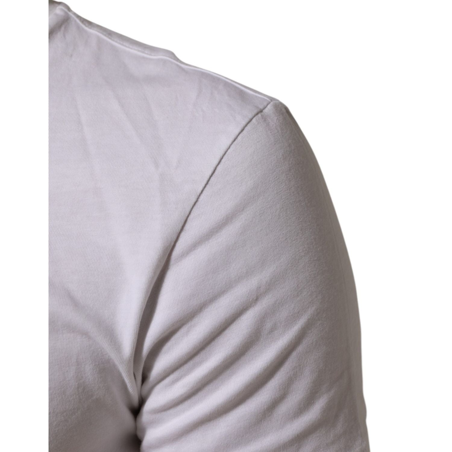 Dolce & Gabbana White Cotton Logo Print Crew Neck Men T-shirt