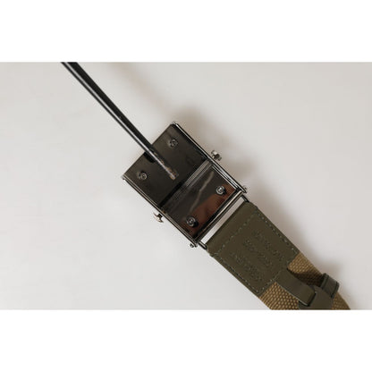 Dolce & Gabbana Military Green Nylon Logo Metal Buckle Belt Dolce & Gabbana