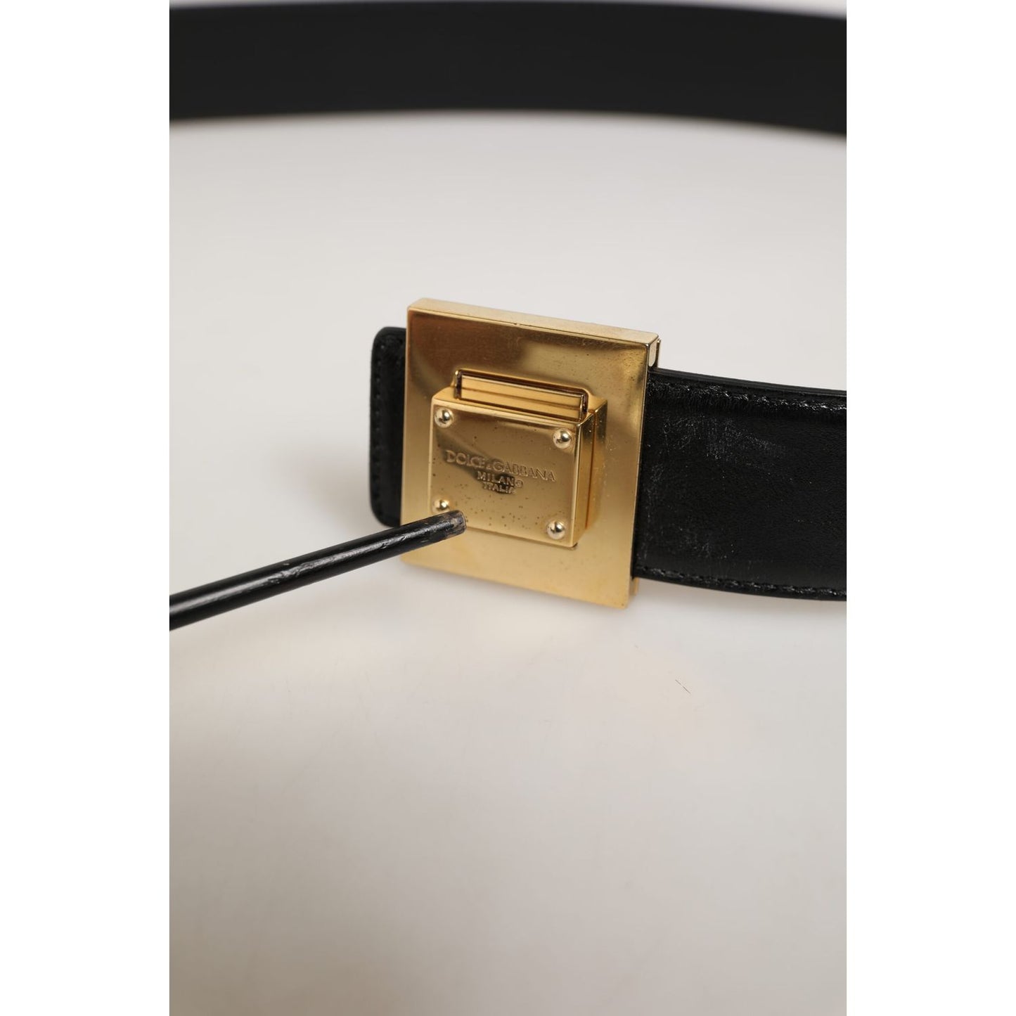 Dolce & Gabbana Black Leather Classic Metal Logo Buckle Belt Dolce & Gabbana