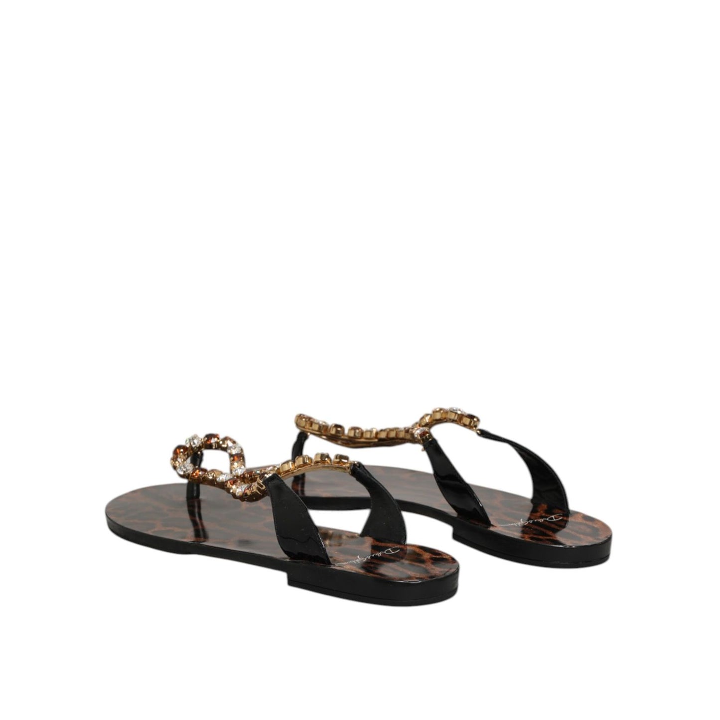 Dolce & Gabbana Black Crystals Flats Sandals Beachwear Shoes Dolce & Gabbana