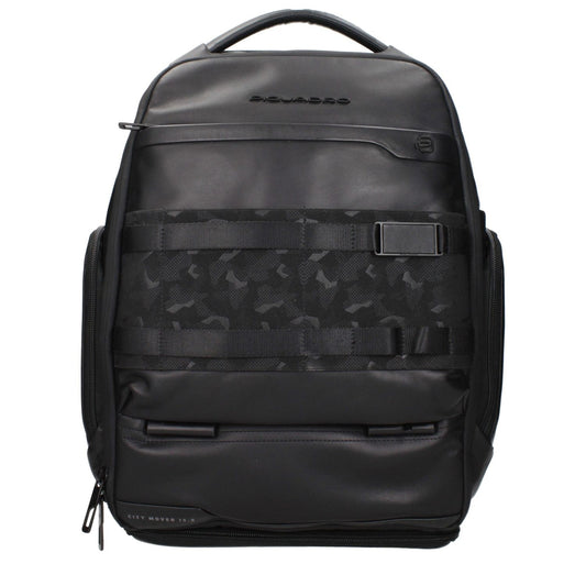 Piquadro Black Leather Backpack