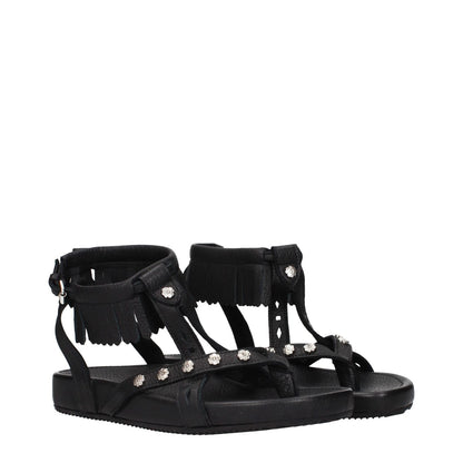 Isabel Marant Black Leather Flat Sandals