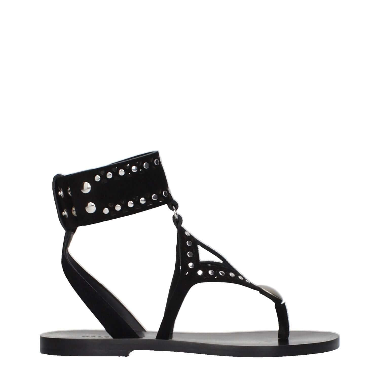 Isabel Marant Black Leather Flip-Flop Sandals