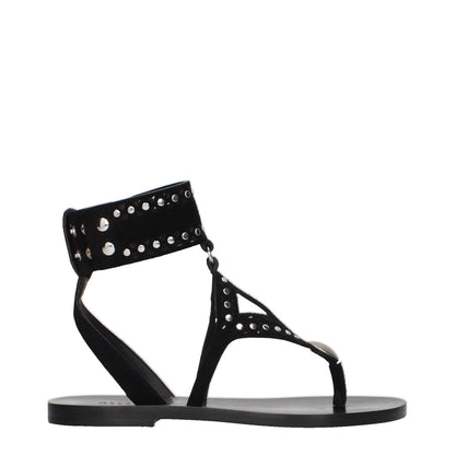 Isabel Marant Black Leather Flip-Flop Sandals