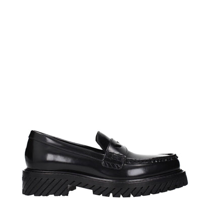 Off-White Black Leather Slip-On Loafers