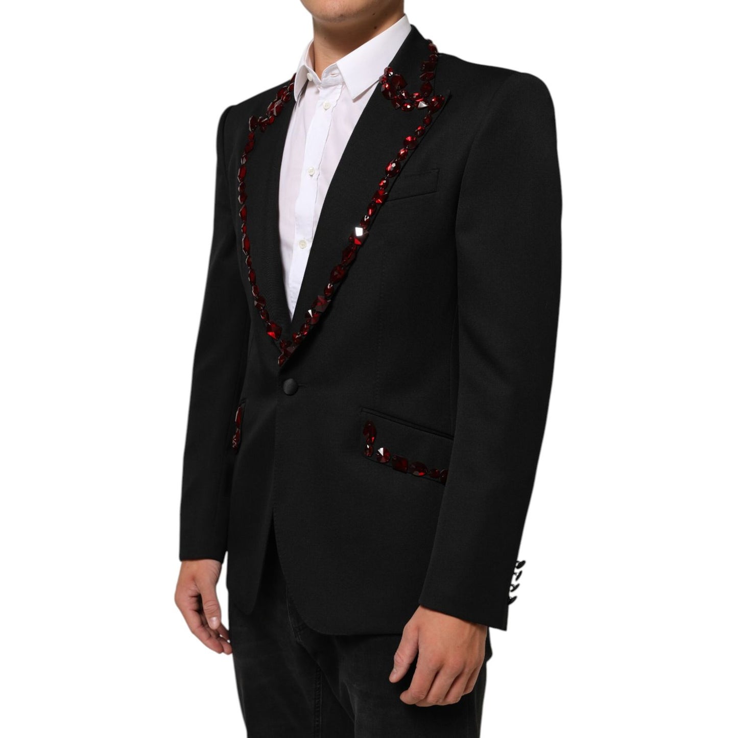 Dolce & Gabbana Black SICILIA Crystal Embellished Men Blazer
