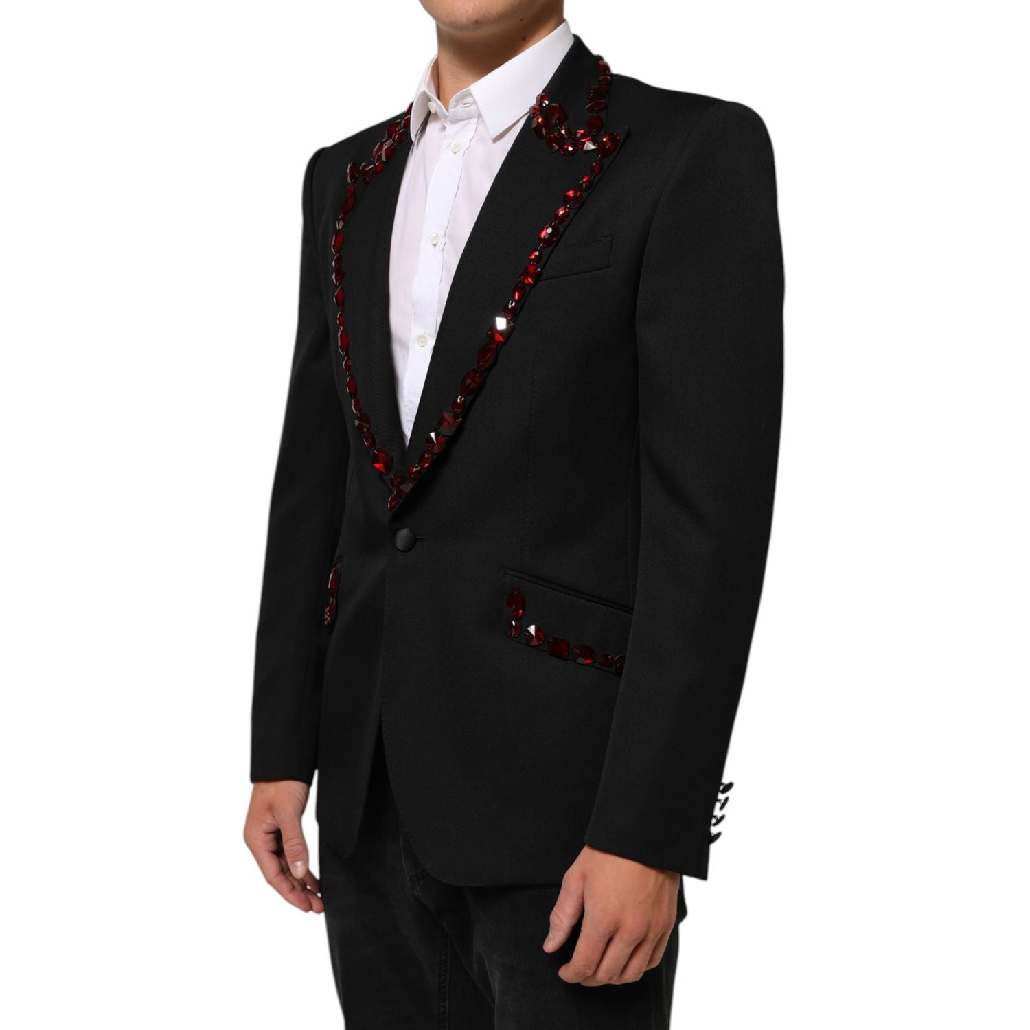 Dolce & Gabbana Black SICILIA Crystal Embellished Men Blazer