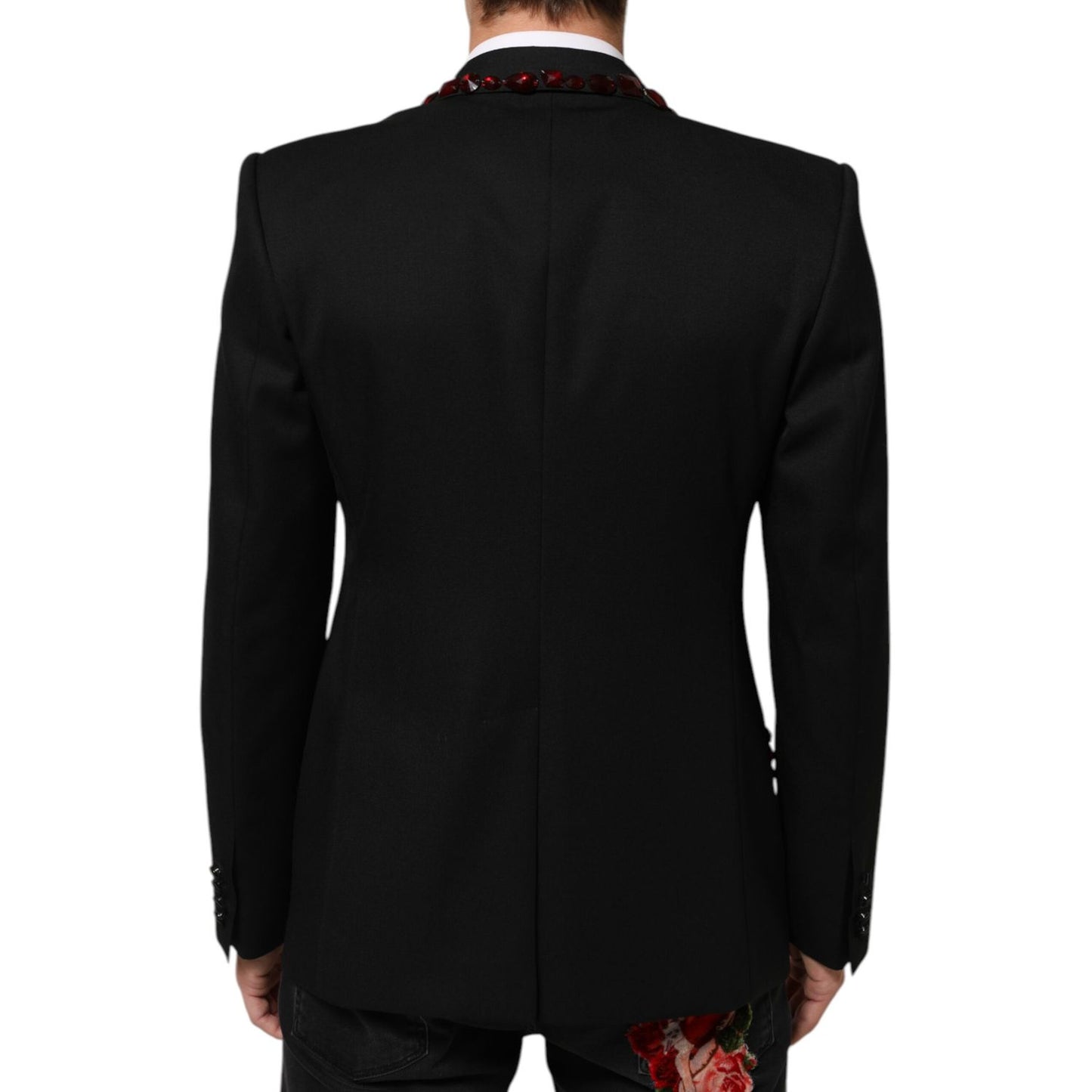 Dolce & Gabbana Black SICILIA Crystal Embellished Men Blazer