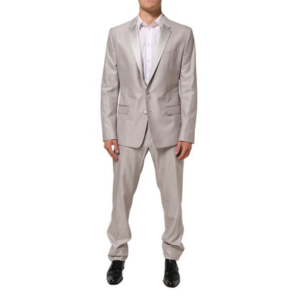 Dolce & Gabbana Light Gray Wool 2 Piece MARTINI Formal Suit
