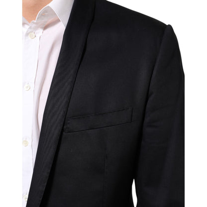 Dolce & Gabbana Black Cotton 1 Button Suit Jacket Blazer
