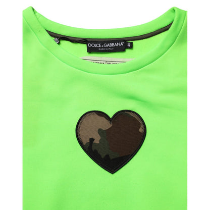 Dolce & Gabbana Green Patchwork Heart Men Sweatshirt Sweater
