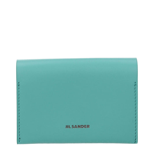Jil Sander Green Leather Cardholder