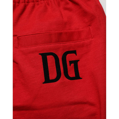 Dolce & Gabbana Red Cotton MidWaist Drawstring Bermuda Pants