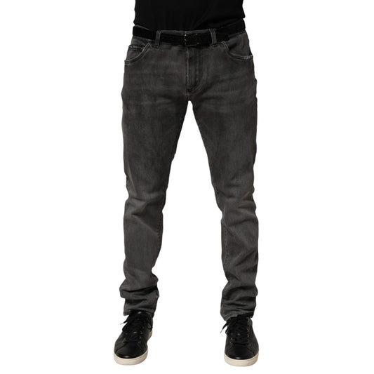 Dolce & Gabbana Dark Gray Cotton Skinny Men Denim Jeans