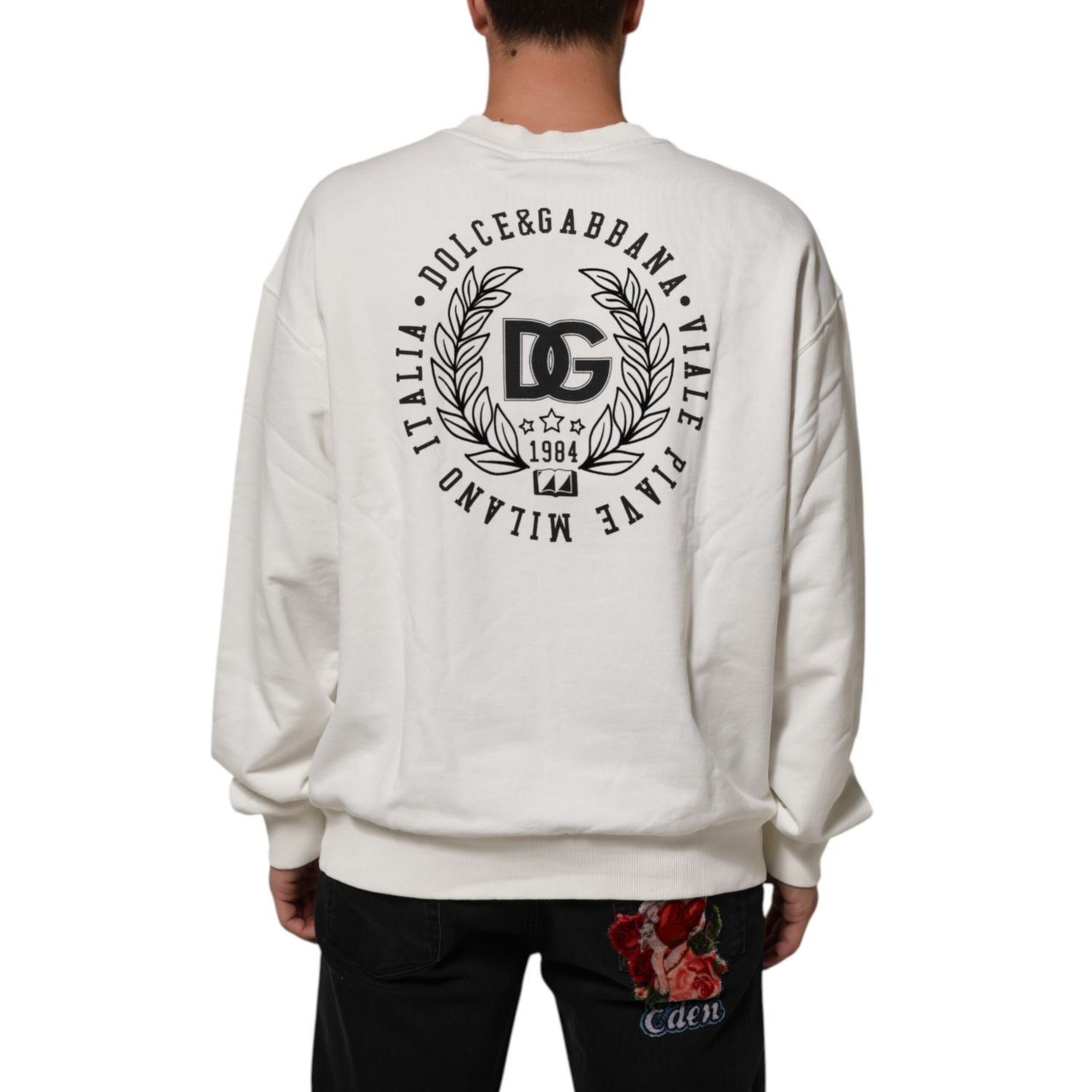 Dolce & Gabbana White DG Logo Crew Neck Sweatshirt Sweater