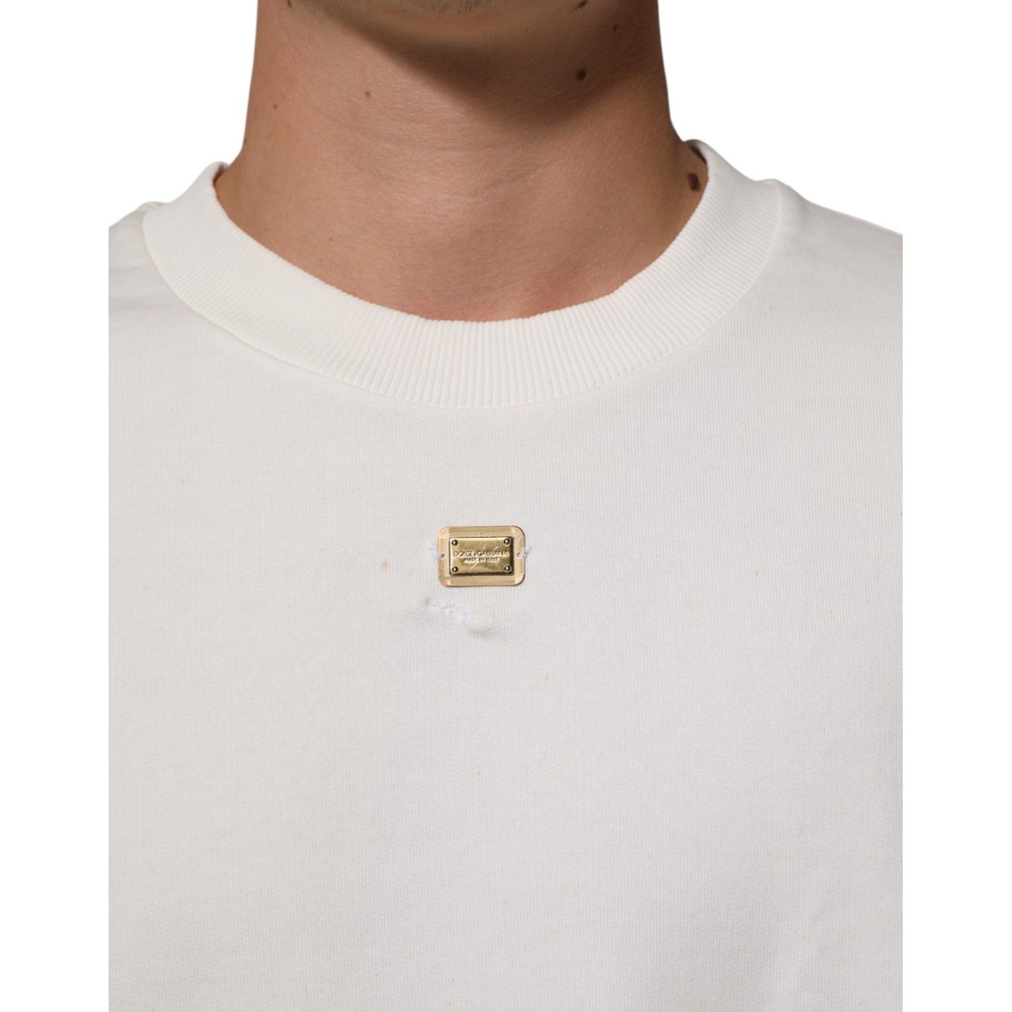 Dolce & Gabbana White DG Logo Crew Neck Sweatshirt Sweater