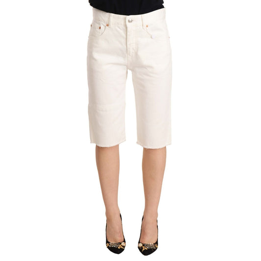 Maison Margiela White Mid Waist Knee Length Bermuda Shorts