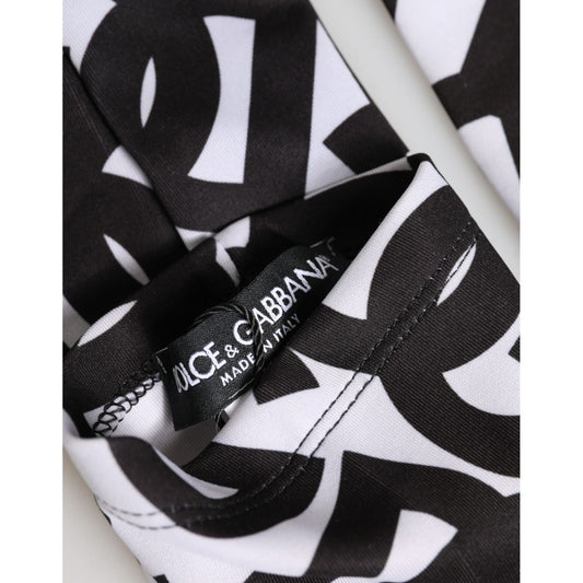 Dolce & Gabbana Black White DG Logo Elbow Length Mitten Gloves