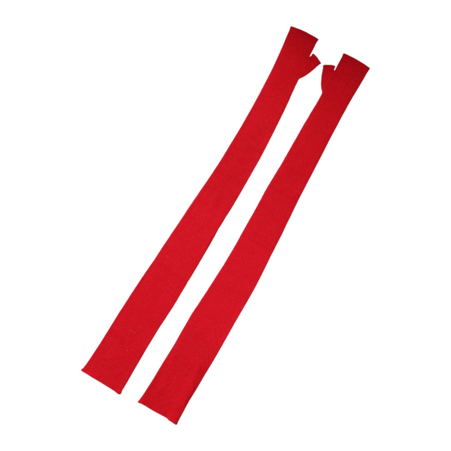 Dolce & Gabbana Red Wool Fingerless Elbow Length Mitten Gloves