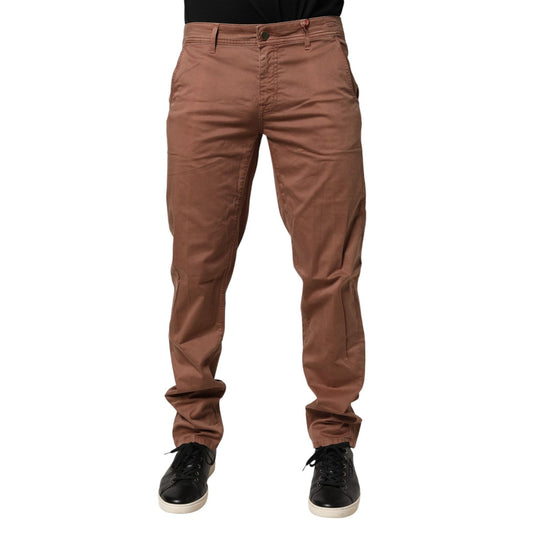 Barba Napoli Brown Mid Waist Skinny Fit Denim Men Trouser Jeans