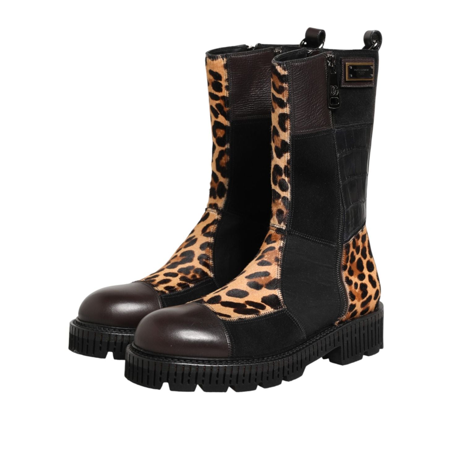 Dolce & Gabbana Multicolor Leopard Mid Calf Boots Shoes