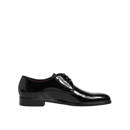 Dolce & Gabbana Black Calfskin Leather Derby Dress Shoes