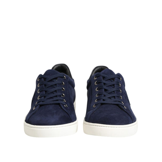 Dolce & Gabbana Blue Leather Suede Low Top Sneakers Shoes
