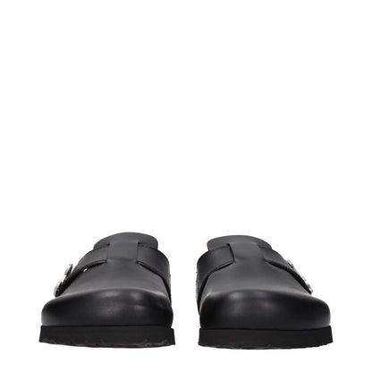 Palm Angels Black Leather Slippers