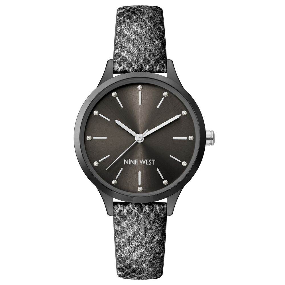 Nine West Black Leather Dress Watch