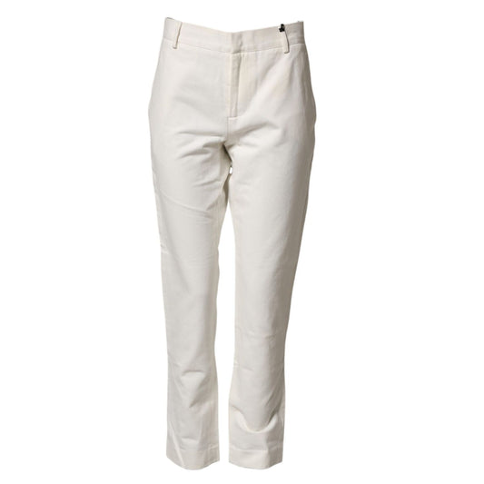 Daniele Alessandrini White Cotton Straight Chino Trouser Pants