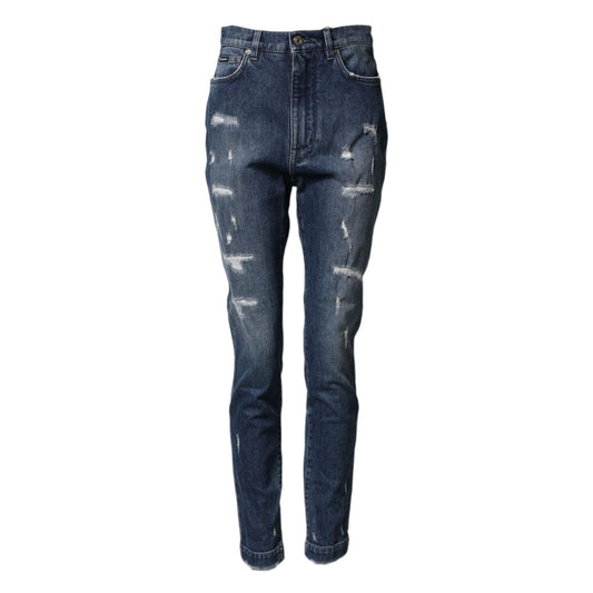 Dolce & Gabbana Blue Distressed Washed Logo GRACE Denim Jeans