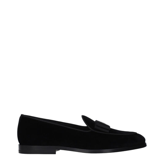 Dolce & Gabbana Black Velvet Slip-On Loafers